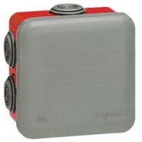 Logo Bte carr�e 80x80x45 �tanche plexo gris/rouge - embout (7) -ip55/ik07- 960�c 092015