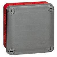 Logo Bte carr�e 105x105x55 �tanche plexo gris/rouge - pour presse-�toupe iso 092021