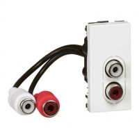 Logo Prise audio prog mosaic - 2 rca pr�connectoris�e - 1 mod - blanc 078747