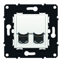 Logo Double prise rj 45 cat. 6 ftp - espace evolution - blanc 64024