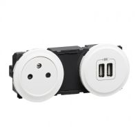 Logo Prise de courant + chargeur universel 2 usb 2400 ma pr�c�bl�es c�liane 067106