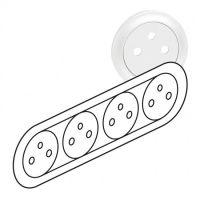 Logo Enjoliveur c�liane - prise 4 x 2p+t surface pr�cabl�e compacte - blanc 068114