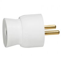 Logo Fiche 2p+t - 16 a - plastique - sortie droite - blanc - tiq 050100