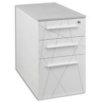 Logo Caisson hauteur bureau blanc graphic sunday, 3 tiroirs dont 1 ds - l42 x h71 x p80 cm - gautier 451118
