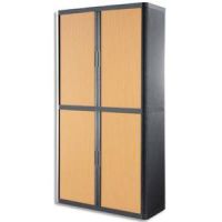 Logo Paperflow easyoffice armoire dmontable corps en ps teint anthracite rideau htre l110x h204x p41,5 203852