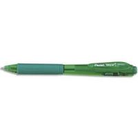 Logo Pentel stylo bille wow rtractable, pointe large, grip caoutchouc, encre vert 318669