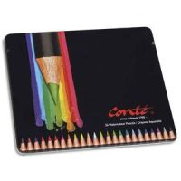 Logo Conte boite mtal 24 crayons de couleur aquarellable. corps noir. coloris assortis 319903