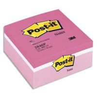 Logo Post-it cube 3 couleurs assortis rose, 400 feuilles 76x76 mm 704294