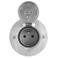 Logo Platinum - prise de sol ronde 2p+t 16a 250 v -  clips - connexion auto - inox 48280