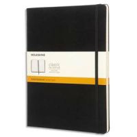 Logo Moleskine carnet 192 pages lign trs grand format 19x25cm. couverture rigide noir 203998