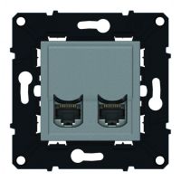 Logo Double prise rj 45 cat. 6 ftp - espace evolution - magnsium 64224