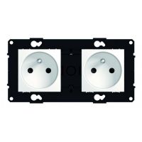 Logo Prise 2 x 2p+t bornes auto prcables - clips protection - espace evo - blanc 64032