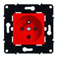 Logo Prise 2p+t 16 a  dtrompage bornes  vis - clips protection -espace evo -rouge 64035