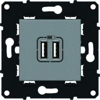 Logo Chargeur double usb 1500 ma - espace evolution - magnsium 64237