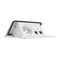 Logo Pop up programme mosaic -prcbl- 1 x 2p+t / 2 x rj45 cat.6 ftp -blanc brillant 054040