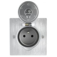 Logo Platinum - prise de sol carr�e 2p+t 16a 250 v - � �clips - connexion auto - inox 48270