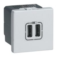 Logo Alimentation usb 230 v / 5 v - 2 ports - 2 modules - alu 079394