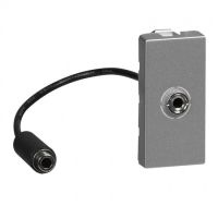 Logo Prise audio programme mosaic - jack femelle 3,5 mm - pr�connect - 1 mod - alu 079379