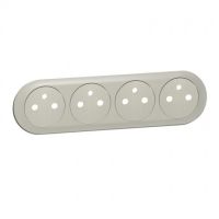 Logo Enjoliveur c�liane - prise 4 x 2p+t surface pr�cabl�e compacte - titane 068414