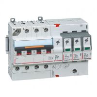 Logo Parafoudre basse tension t2, prot�g� - imax 40 ka/p�le- 3p+n- icc?4,5ka- 8 mod 412205