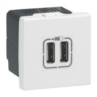 Logo Alimentation usb 230 v / 5 v - 2 ports - 2 modules - blanc 077594