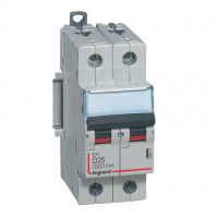 Logo Disj dx 6000 -vis/vis- 2p-230/400v~ -25a-10ka - courbe d-peigne hx trad 2p-2m 408017
