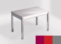 Logo Table mensa ext 100x60 - plateau magenta energy - pieds argent - ceinture en bois laque rouge 2320_magenta-energy_argent_bl-roug