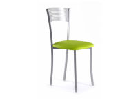 Logo Chaise verveine - assise en vinyltech bleu de france - pieds argent 1911_vt-bleu-de-france_argent