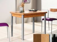Logo Table hercule 100x60 - plateau noyer - pieds chrome - ceinture en bois laque chene 1986_noyer_chrome_bl-chene