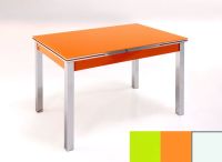 Logo Table mensa ext 100x50 - plateau vert - pieds blanc - ceinture en bois laque orange 2032_vert_blanc_bl-orange