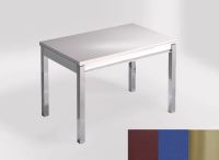 Logo Table mensa 110x70 extension mlamin - plateau satori - pieds inox - ceinture en bois laque bleu en 2332_satori_inox_bl-bleu-en