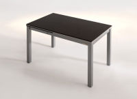 Logo Table saturne 80x80 - plateau naranja cool - pieds argent - ceinture en metalique noir 2741_naranja-cool_argent_mt-noir