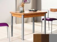 Logo Table hercule 110x70 - plateau noyer - pieds argent - ceinture en bois laque wengue 1990_noyer_argent_bl-wengue