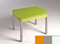 Logo Table hercule 115x75 - plateau orange - pieds blanc - ceinture en bois laque inox 1992_orange_blanc_bl-inox