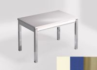 Logo Table mensa 110x70 extension mlamin - plateau haiku - pieds inox - ceinture en bois laque bleu enj 2332_haiku_inox_bl-bleu-enj