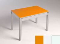 Logo Table mensa  verre ext. melamin 110x70 - plateau orange - pieds blanc - ceinture en bois laque blan 2859_orange_blanc_bl-blanc