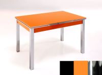Logo Table mensa ext 110x70 - plateau noir - pieds chrome - ceinture en bois laque orange 2040_noir_chrome_bl-orange