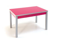 Logo Table mensa ext 100x60 - plateau rouge - pieds argent - ceinture en melamine mel magenta 2037_rouge_argent_ml-mel-magenta