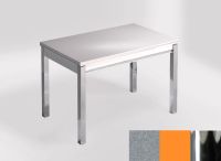 Logo Table mensa 100x60 extension melamin - plateau aluminium nube - pieds chrome - ceinture en bois laq 2331_aluminium-nube_chrome_