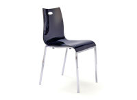 Logo Chaise jacinthe - assise en methacrylate noir opaque - pieds inox 2295_mb-noir-opaque_inox