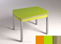Logo Table hercule 105x60 - plateau orange - pieds inox - ceinture en bois laque vert 1989_orange_inox_bl-vert