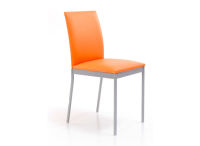 Logo Chaise violette - assise en vinyltech marron rouge - pieds blanc 2302_vt-marron-rouge_blanc