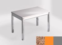 Logo Table mensa 100x60 extension melamin - plateau amarillo palmira - pieds argent - ceinture en bois l 2331_amarillo-palmira_argen