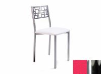 Logo Chaise jasmin - assise en vinyltech rose - pieds chrome 2727_vt-rose_chrome