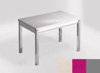 Logo Table mensa ext 110x70 - plateau blanco norte - pieds argent - ceinture en bois laque magenta energy 2321_blanco-norte_argent_bl