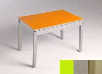 Logo Table mensa  verre ext. melamin 110x70 - plateau vert - pieds inox - ceinture en bois laque inox 2859_vert_inox_bl-inox