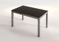 Logo Table saturne 100x60 - plateau negro anubis - pieds blanc - ceinture en metalique inox 2742_negro-anubis_blanc_mt-inox