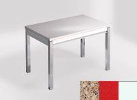 Logo Table mensa ext 100x60 - plateau kona beige - pieds blanc - ceinture en bois laque rouge 2320_kona-beige_blanc_bl-rouge