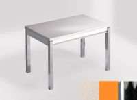 Logo Table mensa 110x70 extension mlamin - plateau blanco norte - pieds chrome - ceinture en bois laque 2332_blanco-norte_chrome_bl