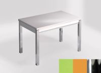 Logo Table mensa 100x60 extension melamin - plateau verde fun - pieds chrome - ceinture en bois laque ja 2331_verde-fun_chrome_bl-ja